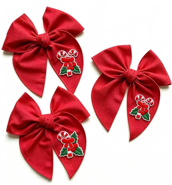 Christmas Linen Patch Bows