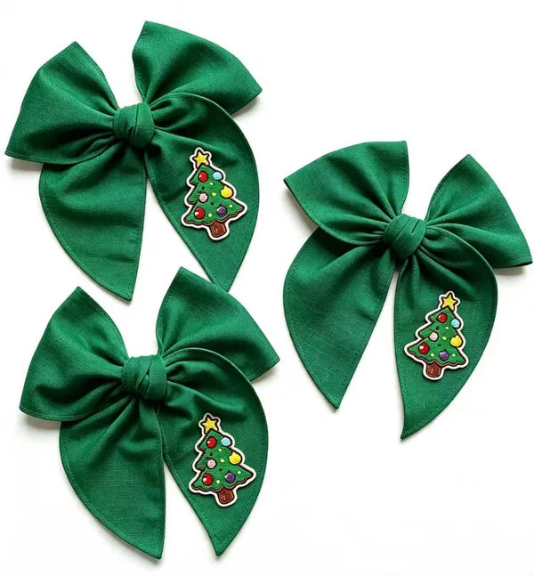 Christmas Linen Patch Bows